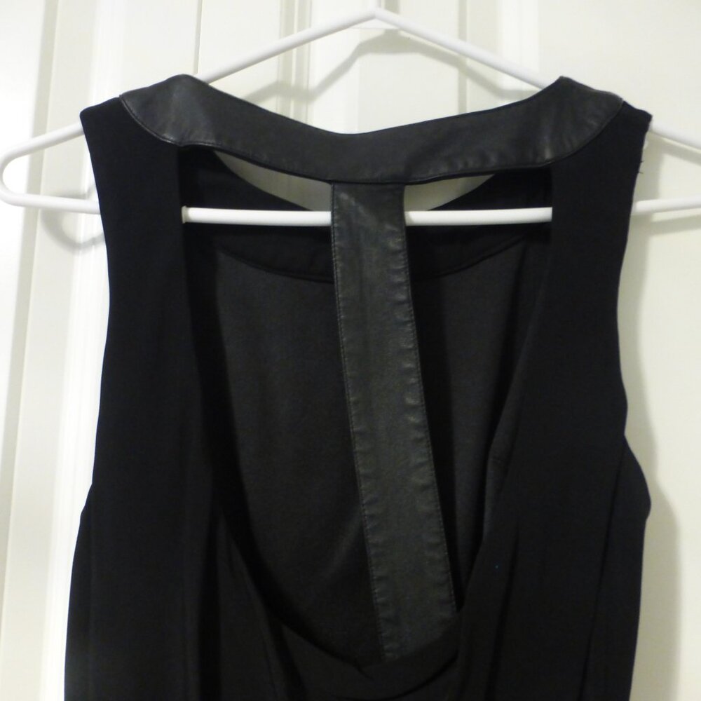 BEBE Black T-back mini dress with faux leather belt and trim - Picture 10 of 12